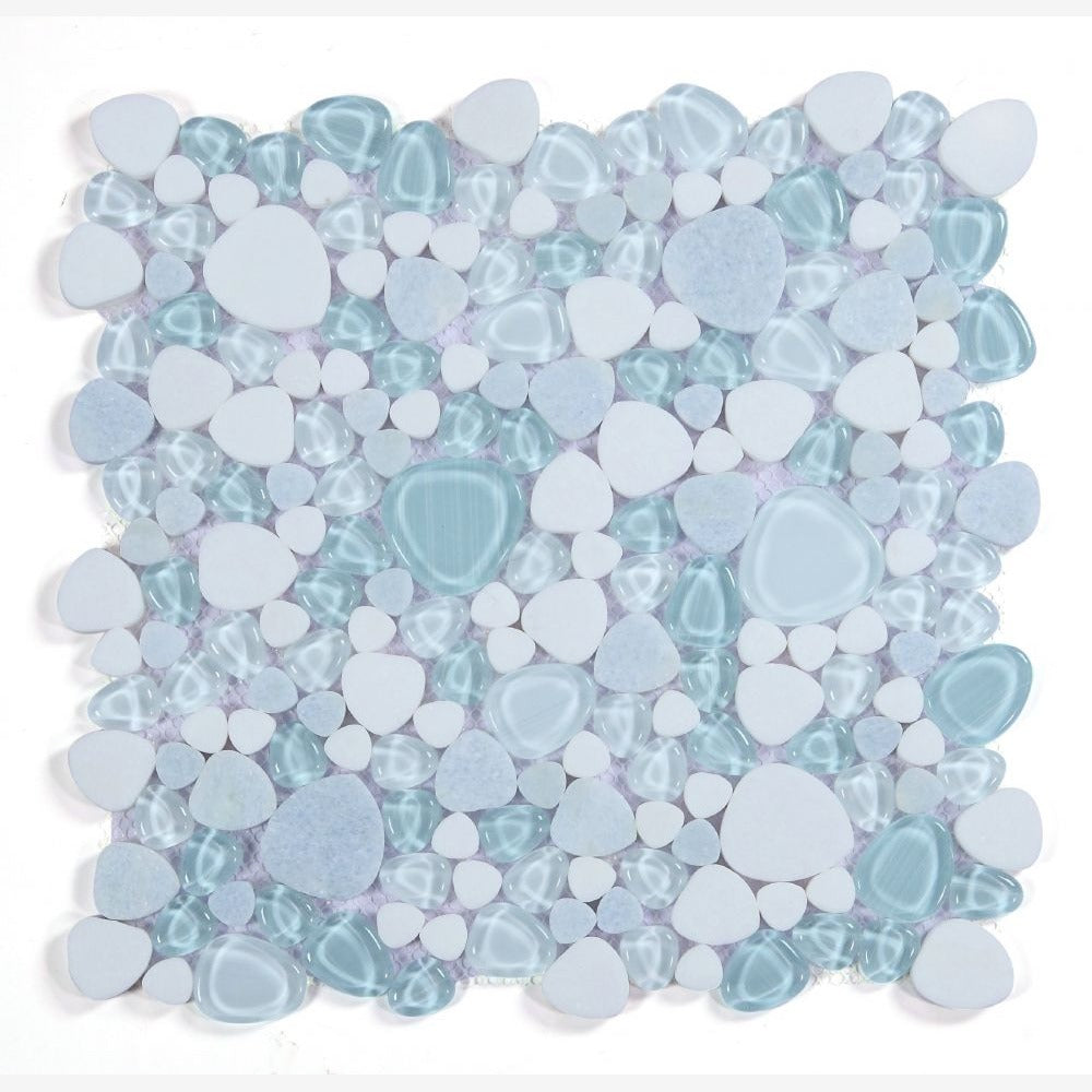 Cobble Crystal Ocean 12x12 Glass Mosaic Tile