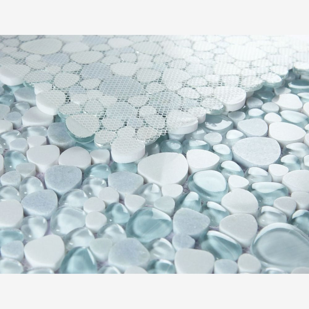 Cobble Crystal Ocean 12x12 Glass Mosaic Tile
