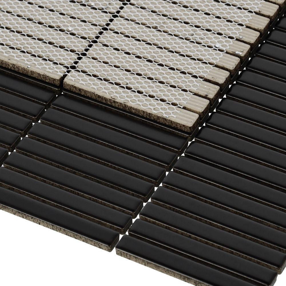 Ethereal Black Band 11.25x12 Matte Porcelain Tile