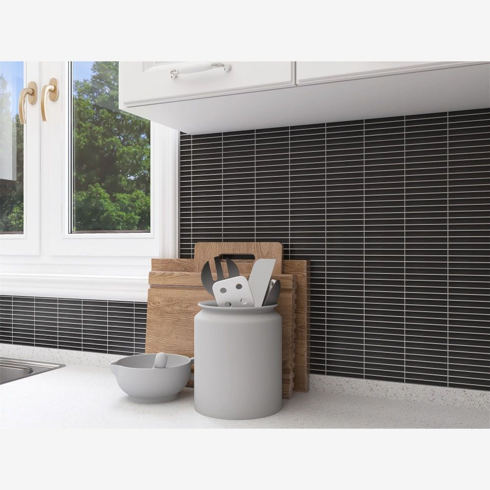 Ethereal Black Band 11.25x12 Matte Porcelain Tile