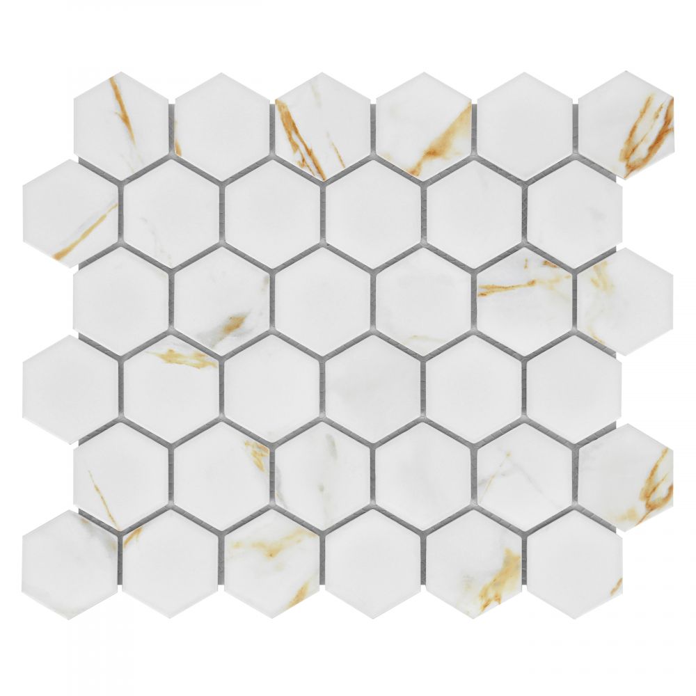 Ethereal Hexagon Calacatta 11x12.75 Matte Porcelain Tile
