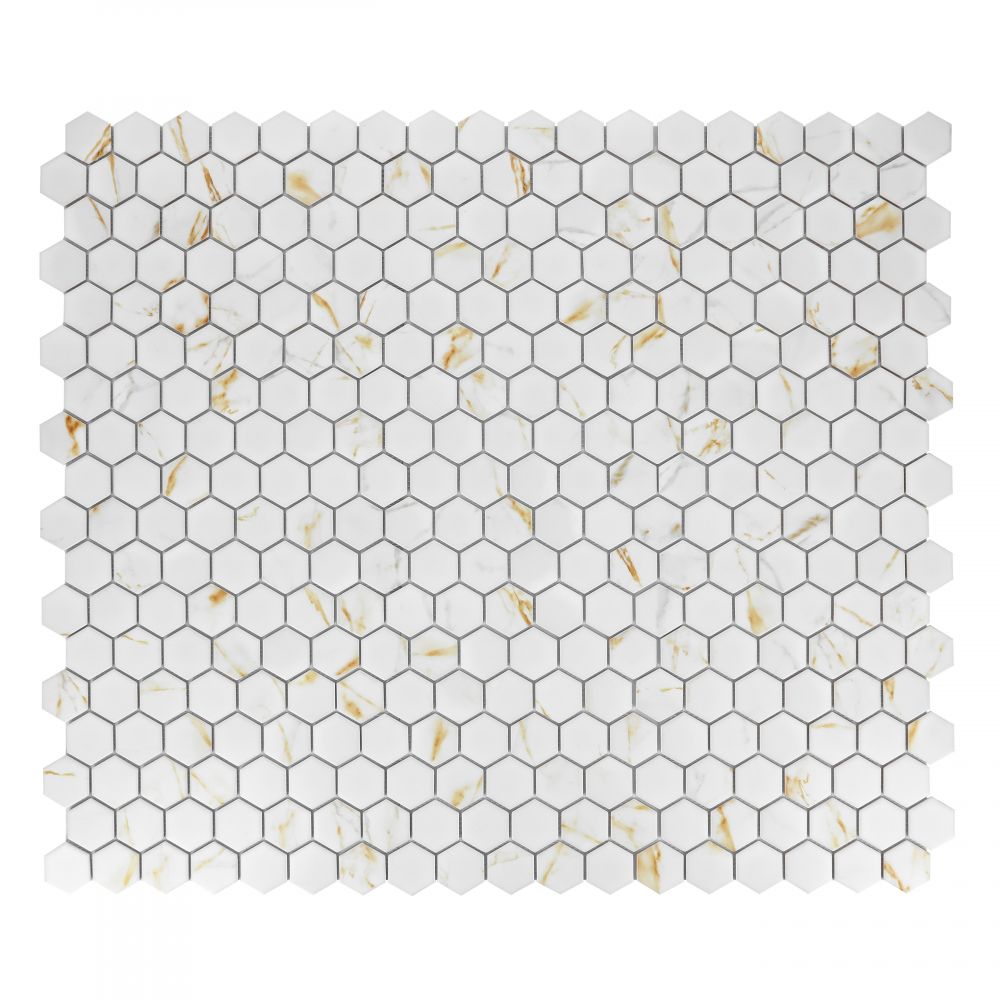 Ethereal Hexagon Calacatta 11x12.75 Matte Porcelain Tile