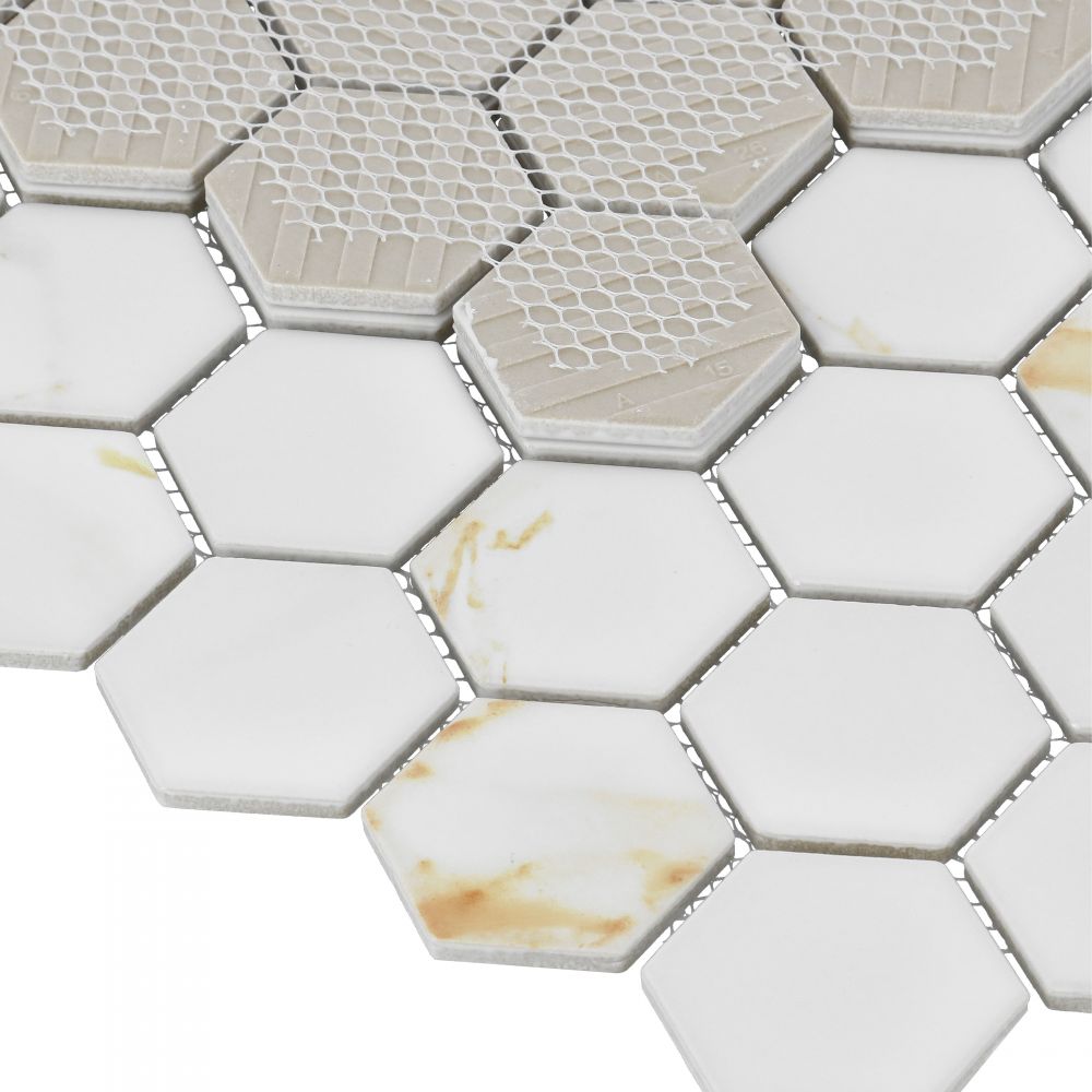 Ethereal Hexagon Calacatta 11x12.75 Matte Porcelain Tile