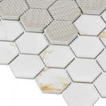 Load image into Gallery viewer, Hulu Hexagon Calacatta Matte 11x12.75 Porcelain Tile
