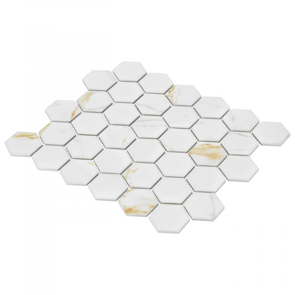 Ethereal Hexagon Calacatta 11x12.75 Matte Porcelain Tile