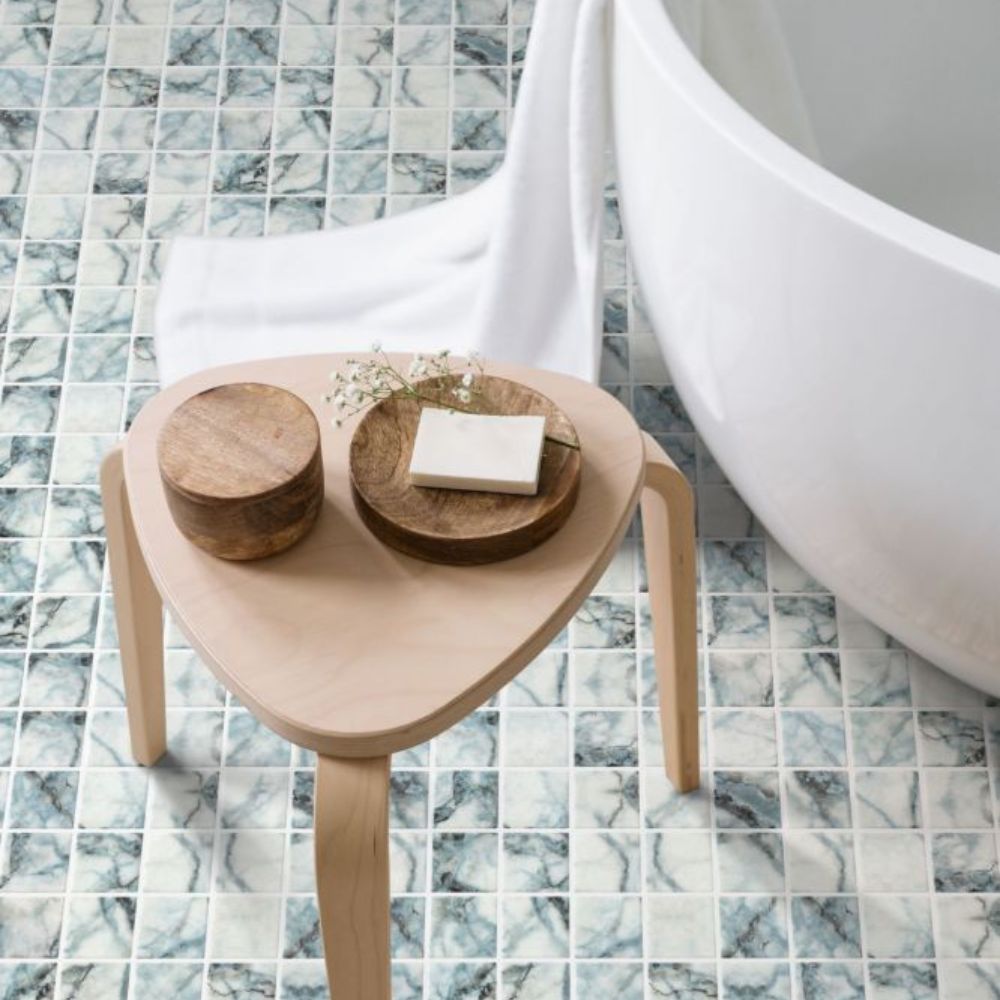 Aquatic Penta Azul Glass 12.25x12.25 Mosaic Tile