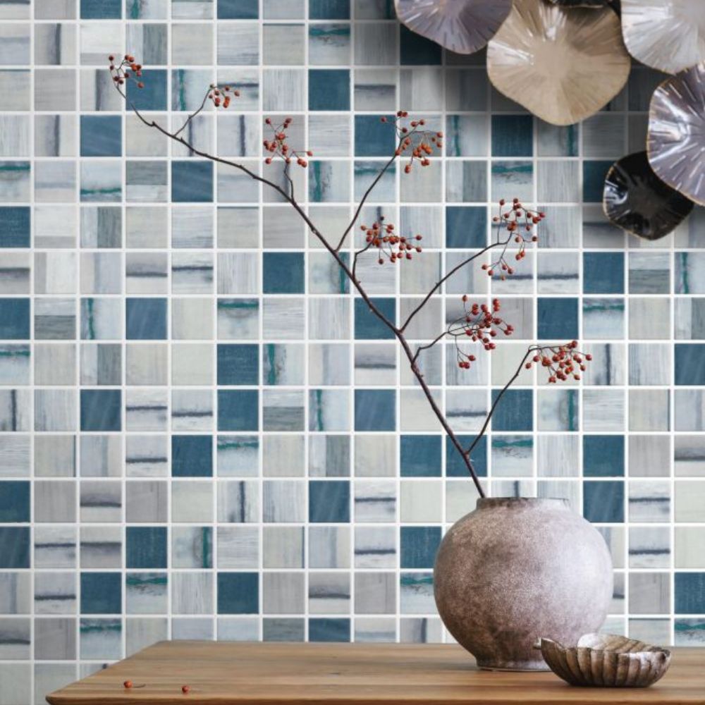 Aquatic Penta Bluish Gray Glass 12.25x12.25 Mosaic Tile