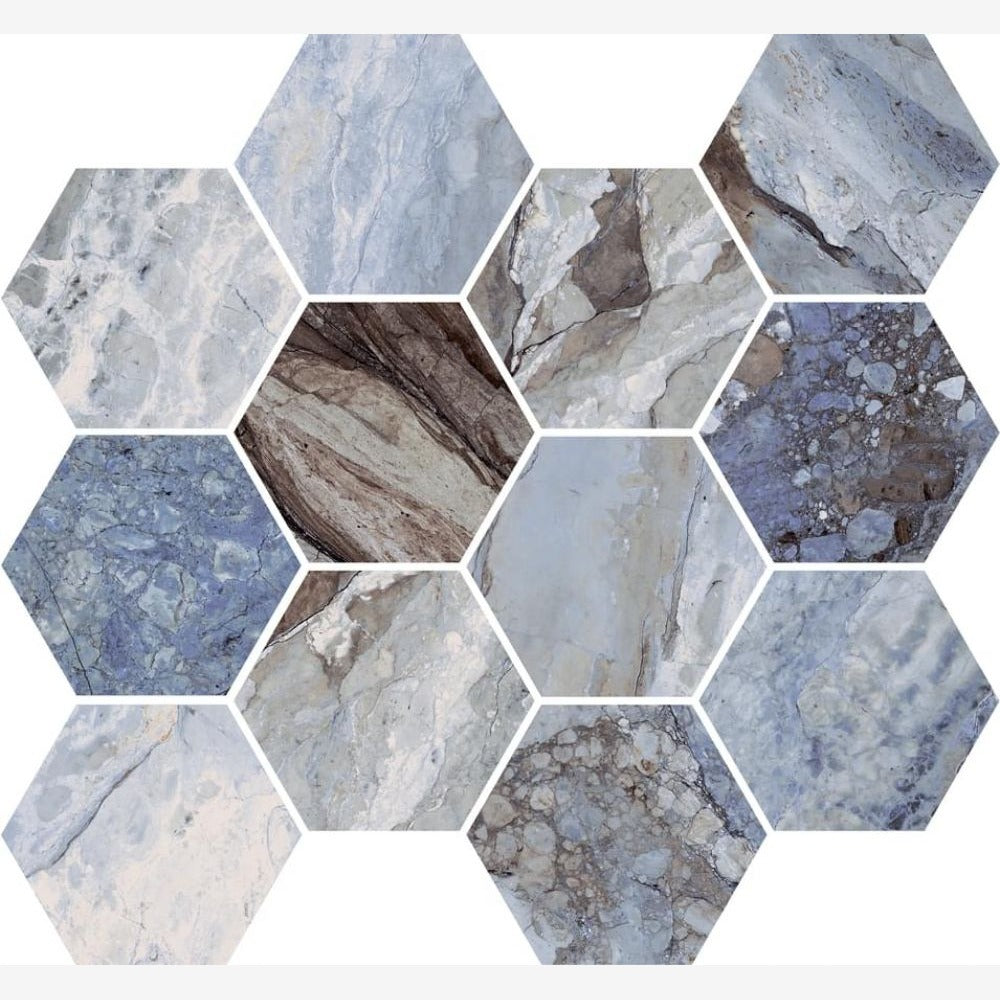 Ebonite Ocean Hexagon 4x4 Polished Porcelain Tile