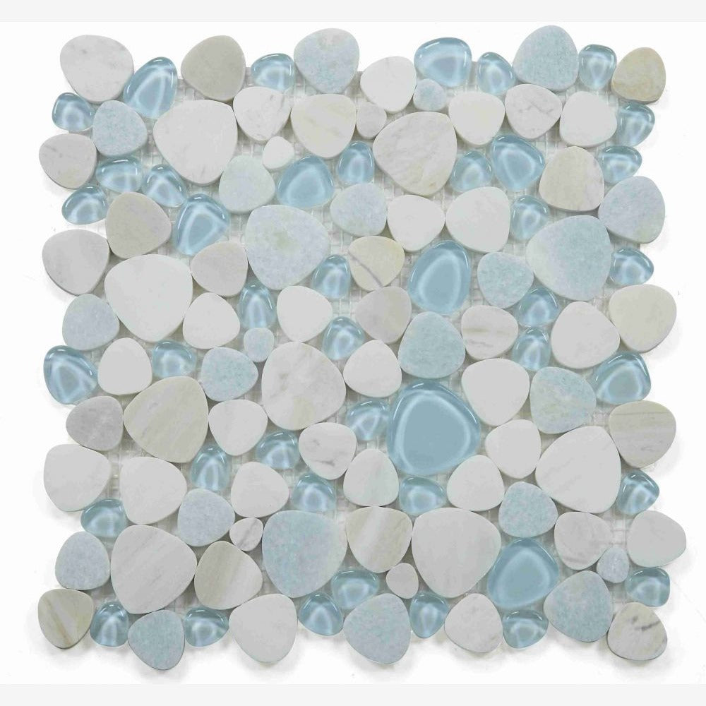Cobble Sky 12x12 Glass Mosaic Tile