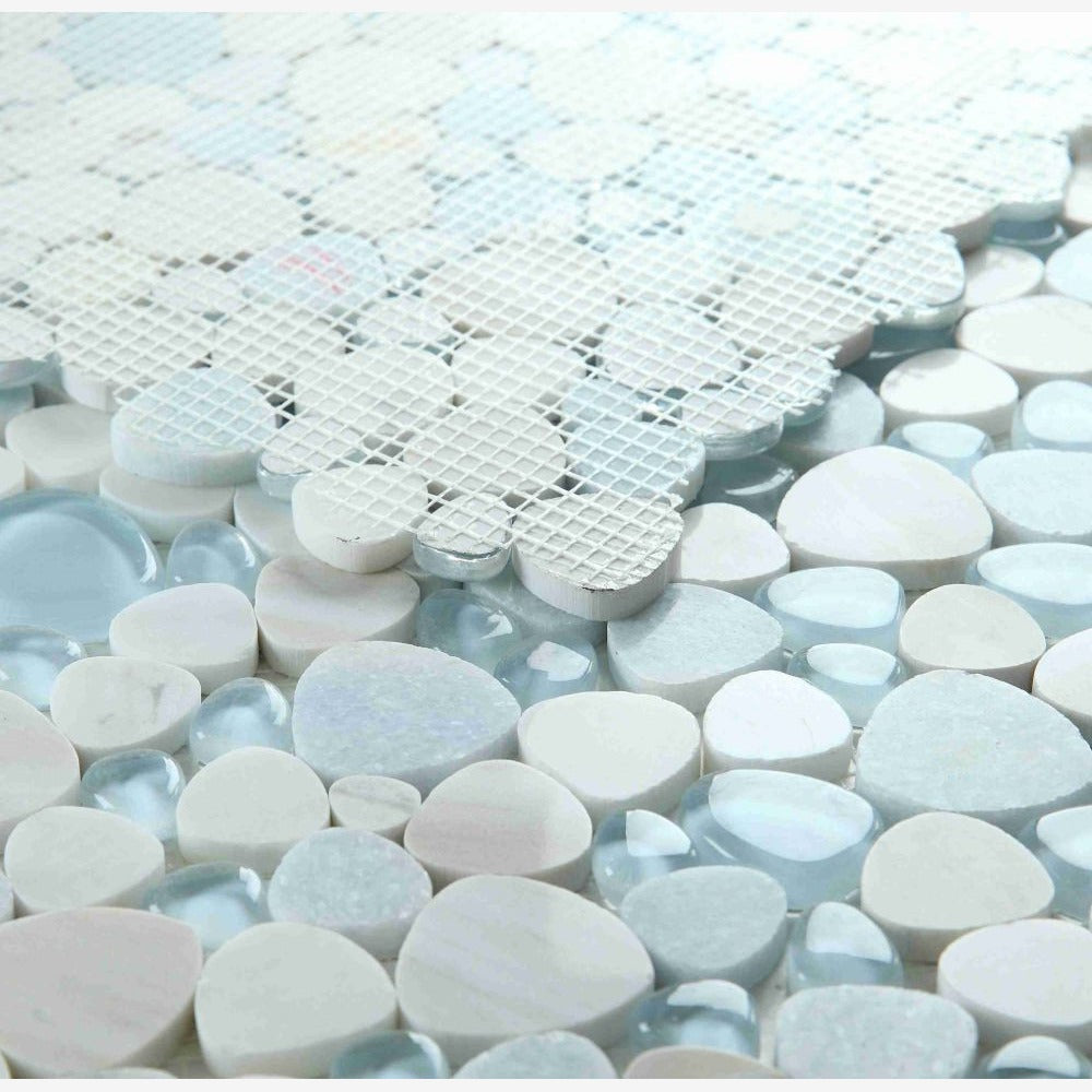 Cobble Sky 12x12 Glass Mosaic Tile
