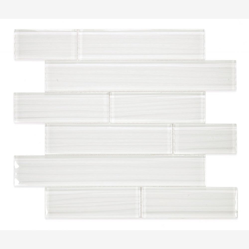 Clea Silver White Multi Size Glass 11.75x11.75 Glossy Mosaic Tile