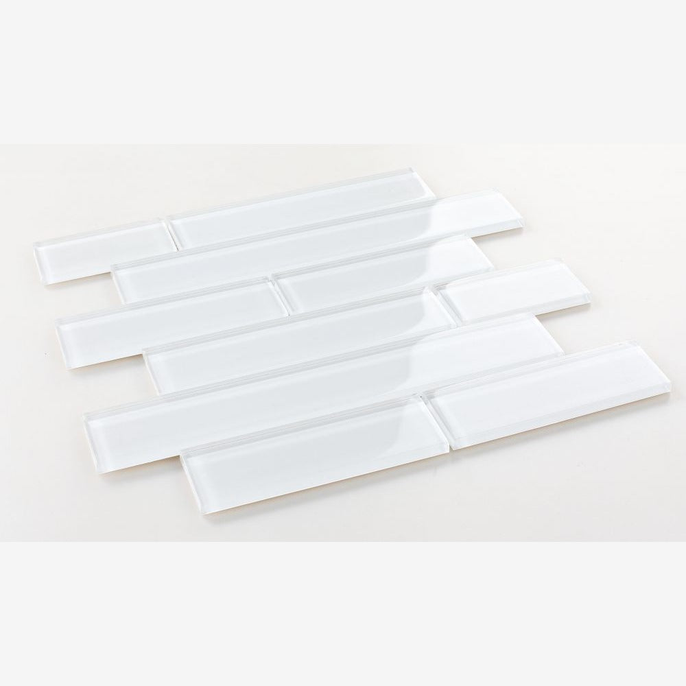 Clea White Shining Multi Size Glass 11.75x11.75 Glossy Mosaic Tile