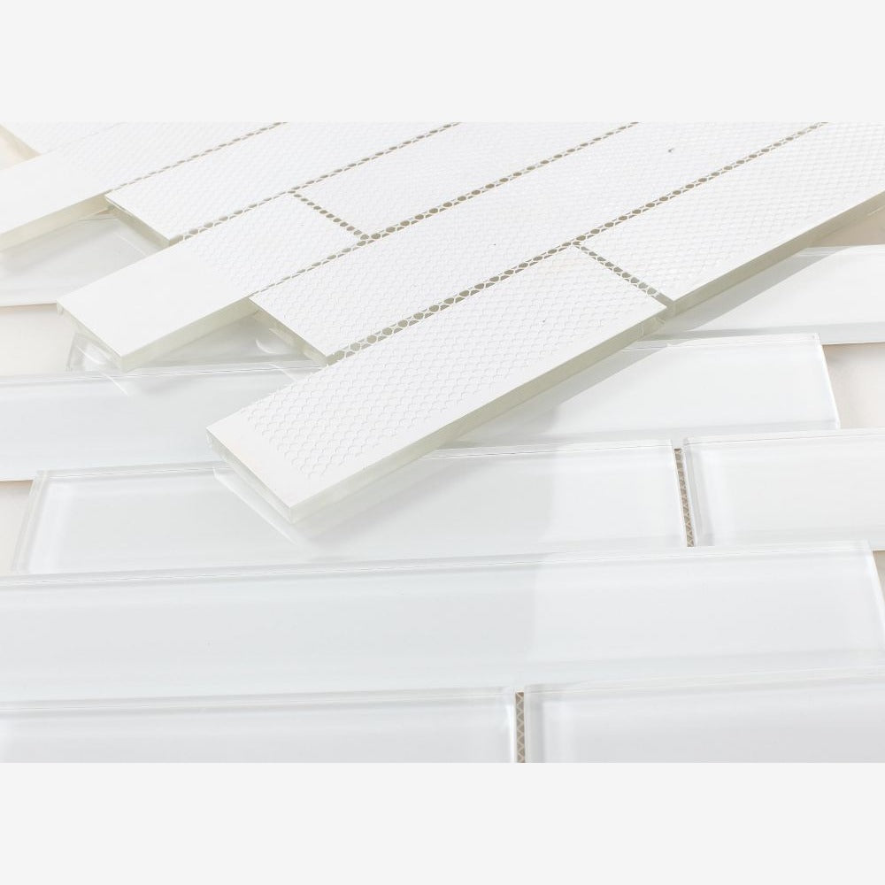 Clea White Shining Multi Size Glass 11.75x11.75 Glossy Mosaic Tile