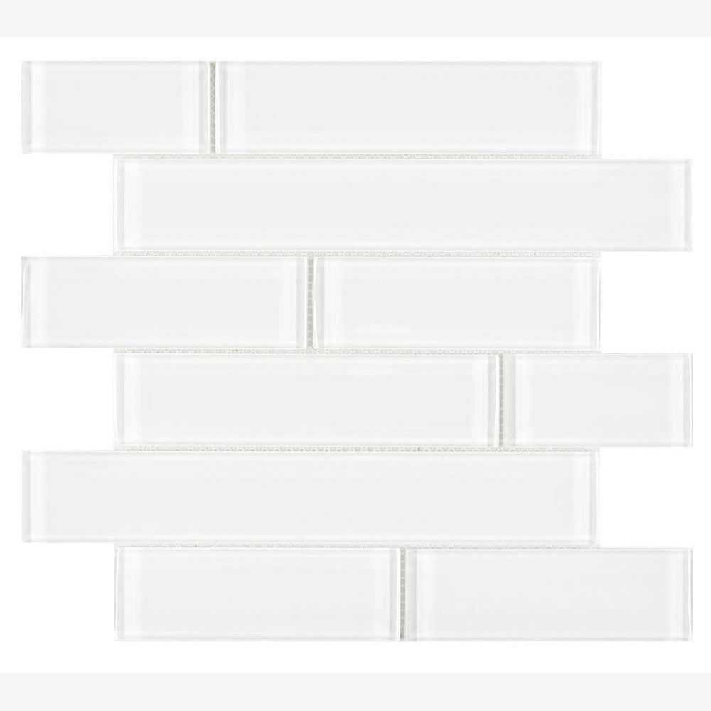 Clea White Shining Multi Size Glass 11.75x11.75 Glossy Mosaic Tile