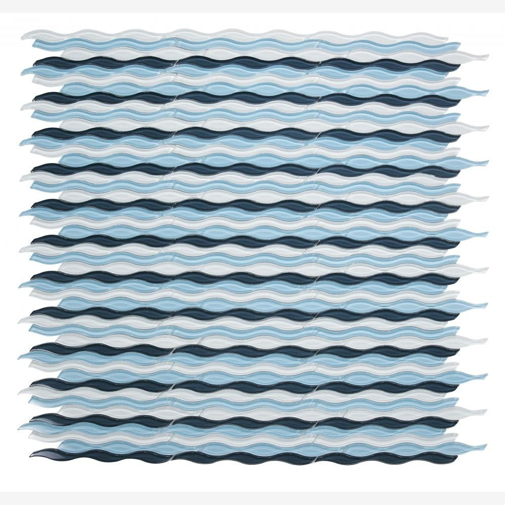 Cresca Blue 11.50x12.25 Glossy Glass Mosaic Tile