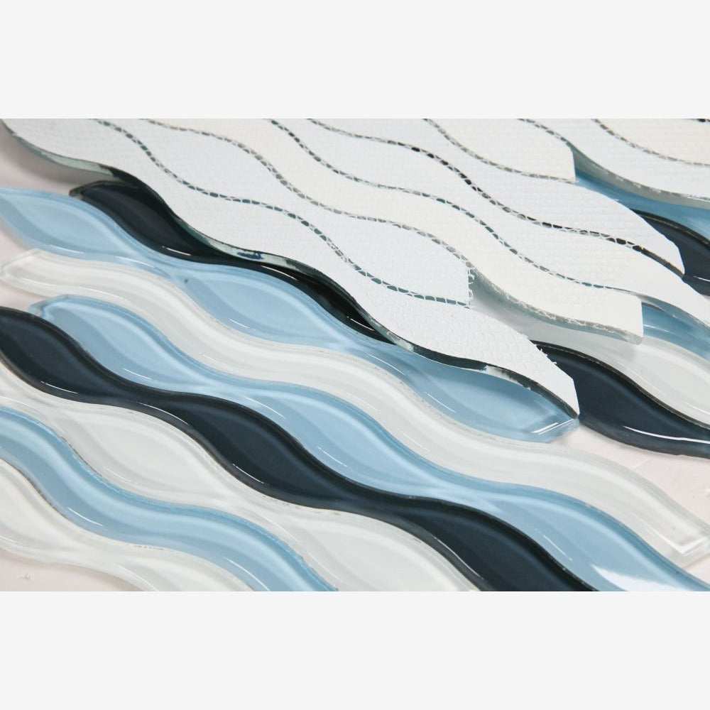 Cresca Blue 11.50x12.25 Glossy Glass Mosaic Tile