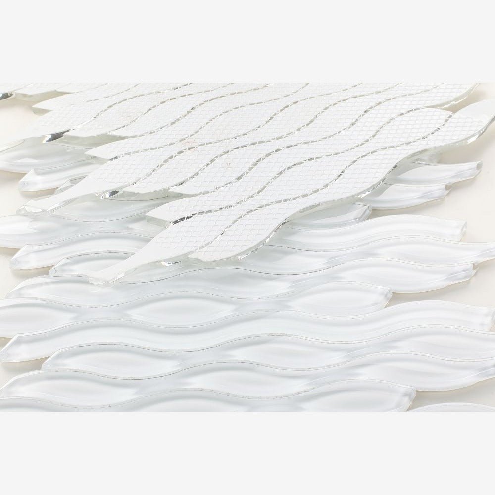 Cresca White 11.50x12.50 Glossy Glass Mosaic Tile