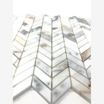 Load image into Gallery viewer, Calacatta Gold Baby Chevron Marble Mosaic Tile
