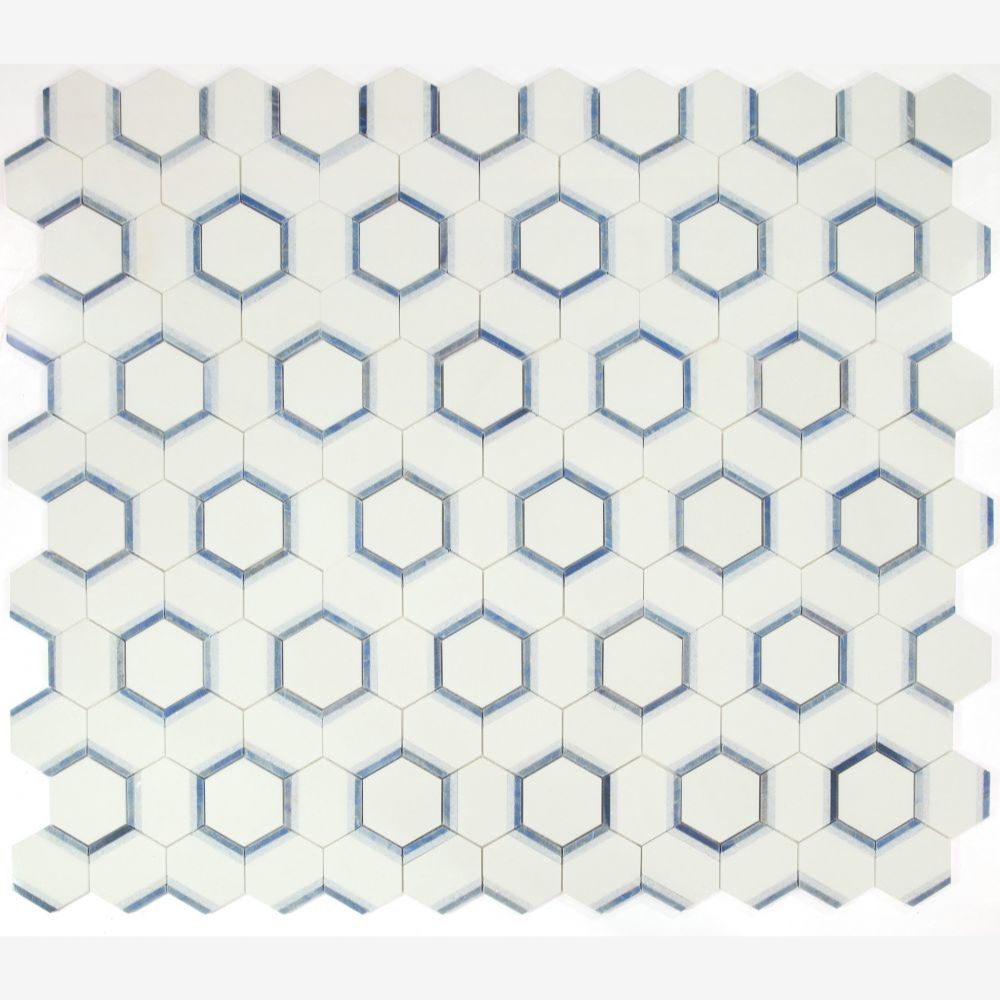 Kent Hex Royal Sapphire 12x13.75 Marble Mosaic Tile