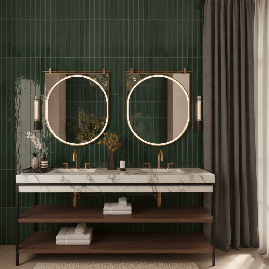 Zellure Verdal Green 2x16 Glossy Ceramic Tile