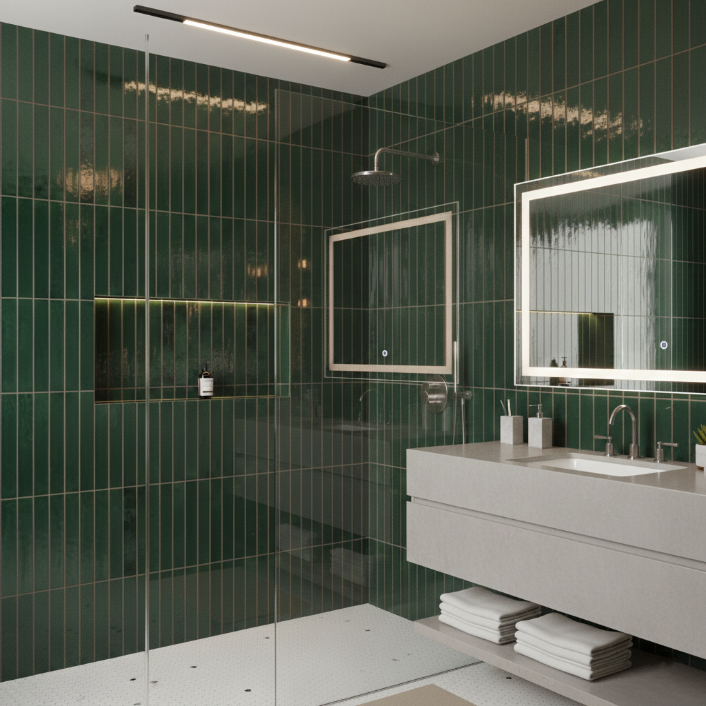 Zellure Verdal Green 2x16 Glossy Ceramic Tile