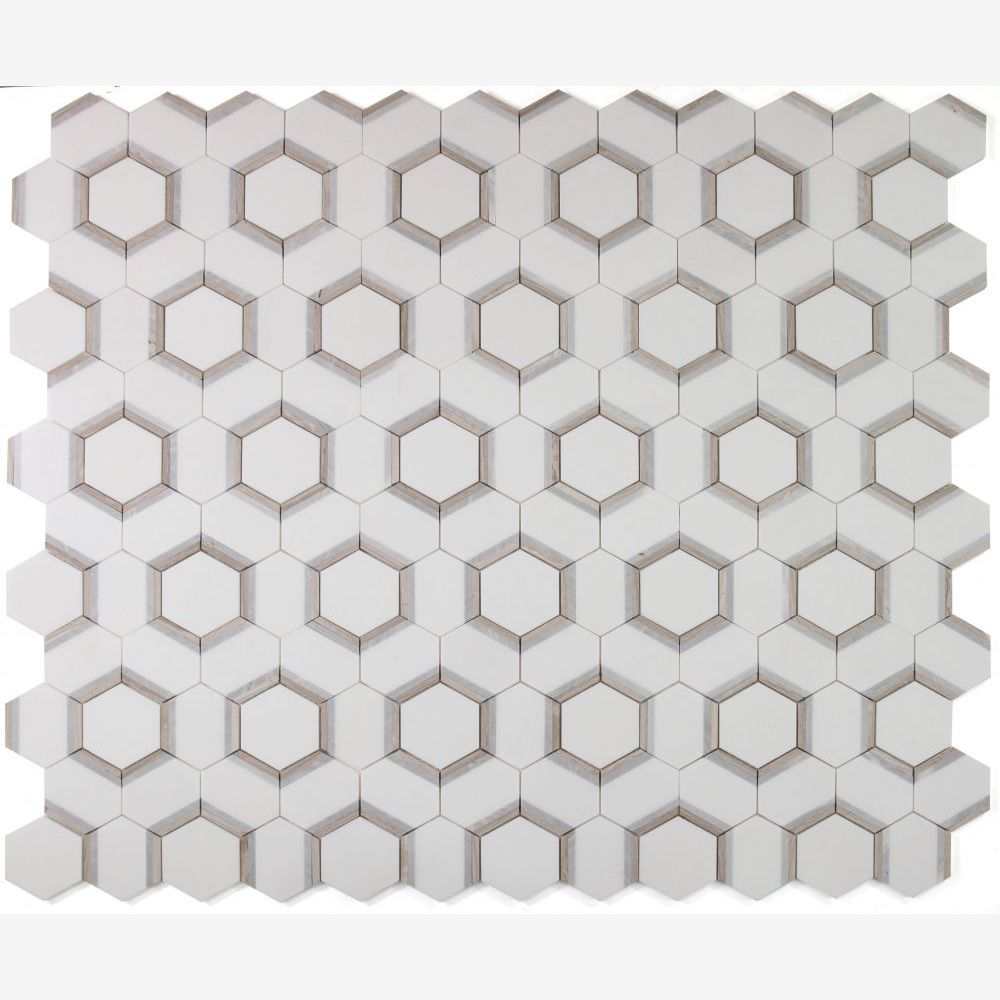 Kent Hex Royal Sky 12x13.75 Marble Mosaic Tile