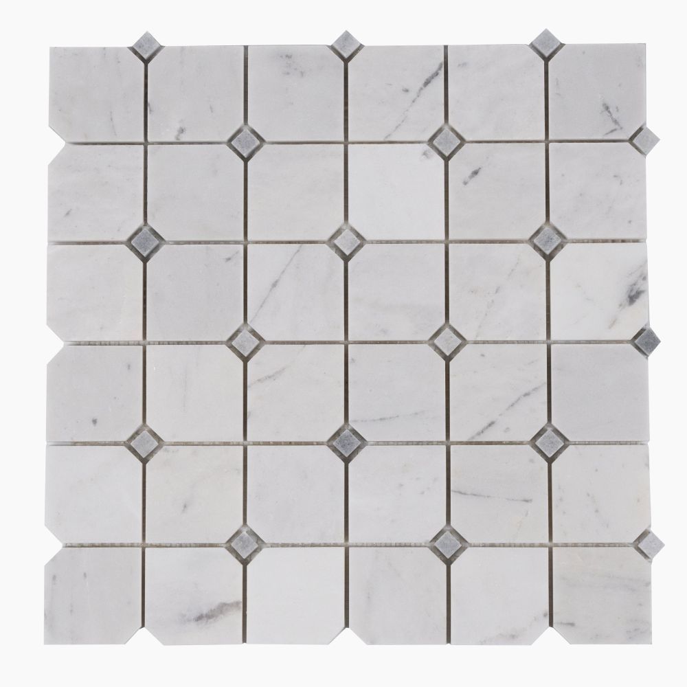 Dynasty Milky White 11.75x11.75 Honed Marble Mosaic Tile