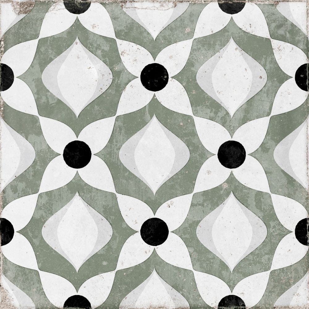 Oceanique Nantes Olive 8x8 Porcelain Tile close-up