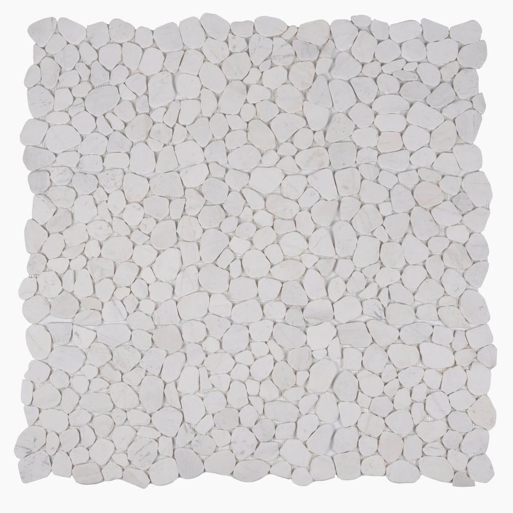 Tucson White Marble Pebble Mosaic Tile