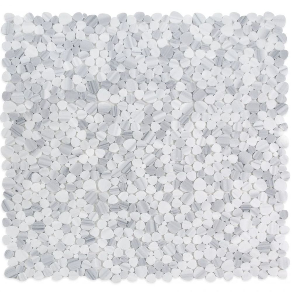 Hudson Marmala White Marble Pebble Mosaic Tile