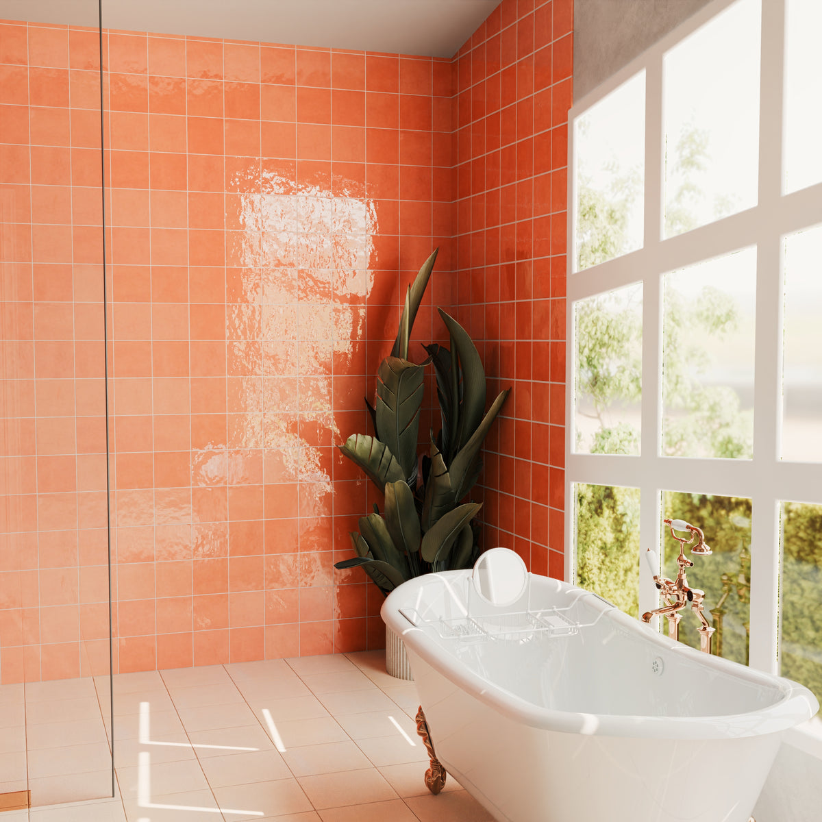 St Lucia Peach 5x5 Ceramic Tile Glossy