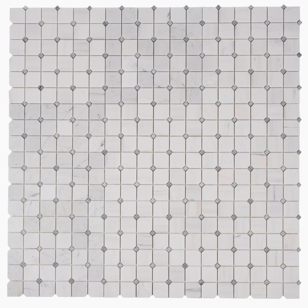 Dynasty Milky White 11.75x11.75 Honed Marble Mosaic Tile