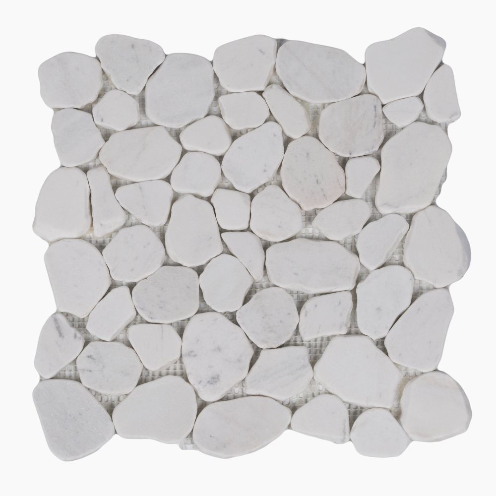Tucson White Marble Pebble Mosaic Tile