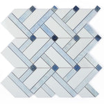 Load image into Gallery viewer, Tesserae Herringbone Royal Sapphire 11.75x12.25 Marble Mosaic Tile
