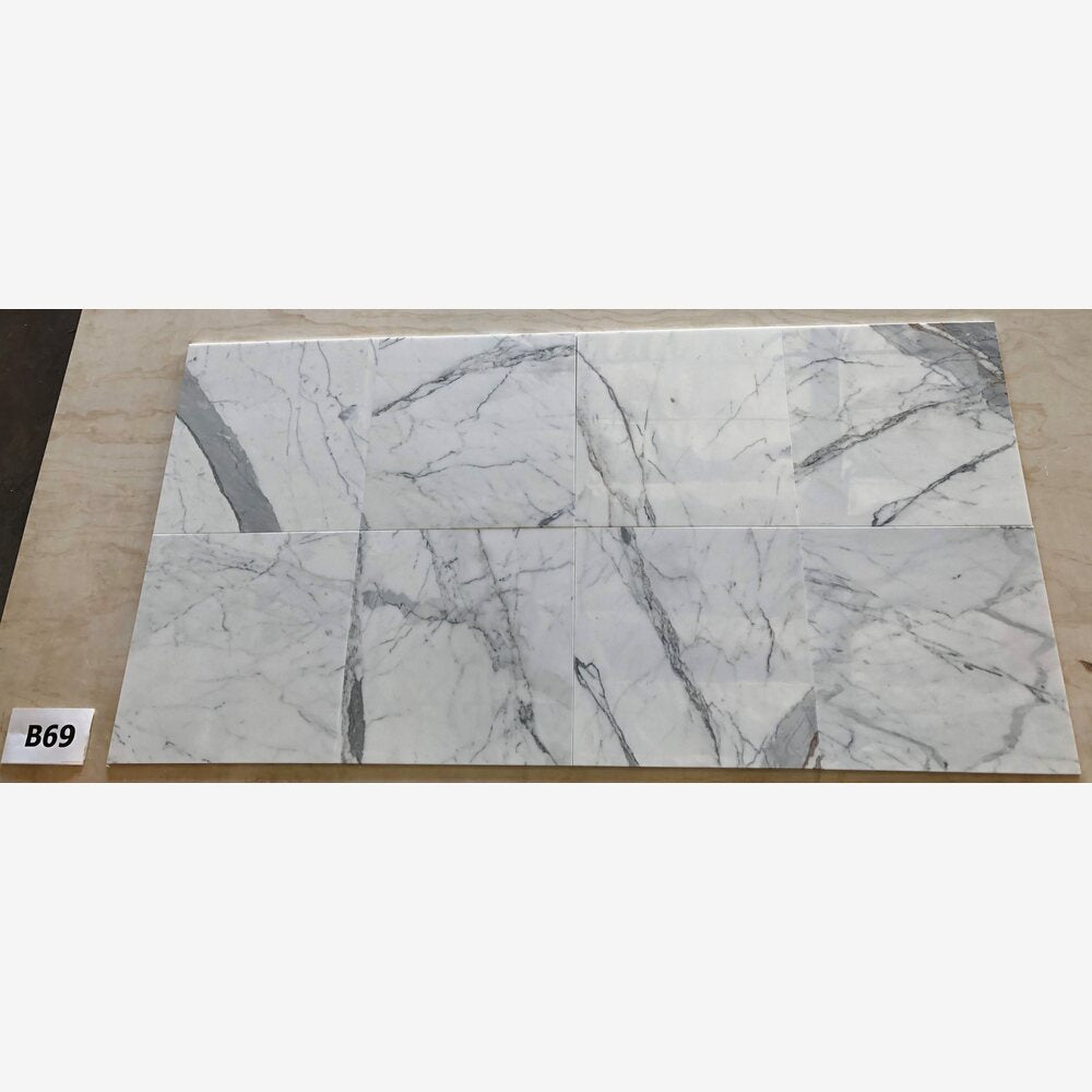 Statuario White 18x18 Polished Marble Field Tile