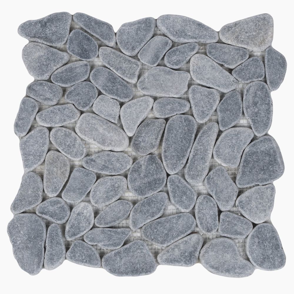 Tucson Stormy Grey Marble Pebble Mosaic Tile