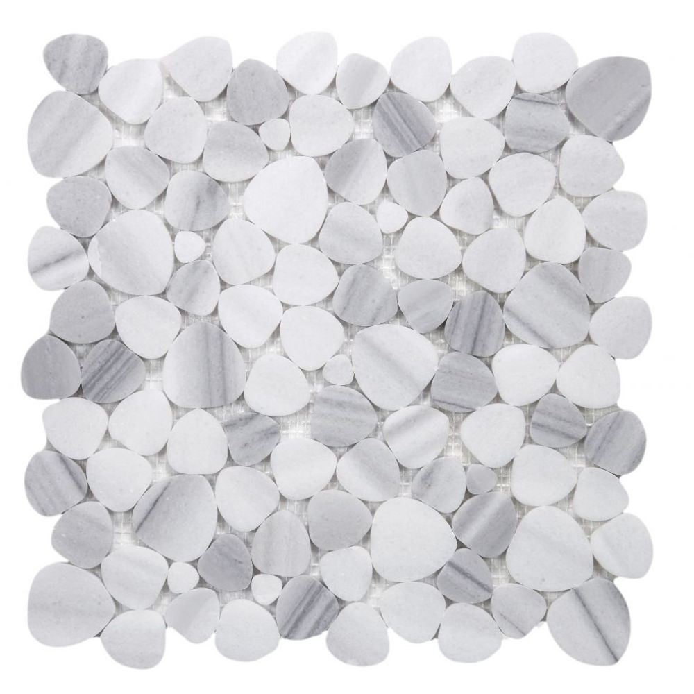 Hudson Marmala White Marble Pebble Mosaic Tile