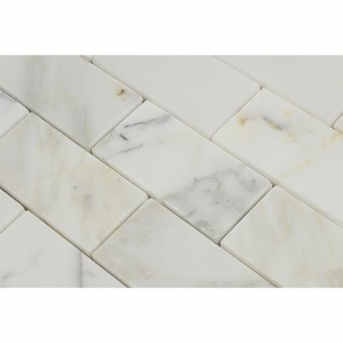 Calacatta Gold Beveled 2x4 Polished/Honed Marble Mosaic Tile