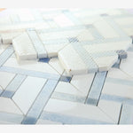 Load image into Gallery viewer, Tesserae Herringbone Royal Sapphire 11.75x12.25 Marble Mosaic Tile
