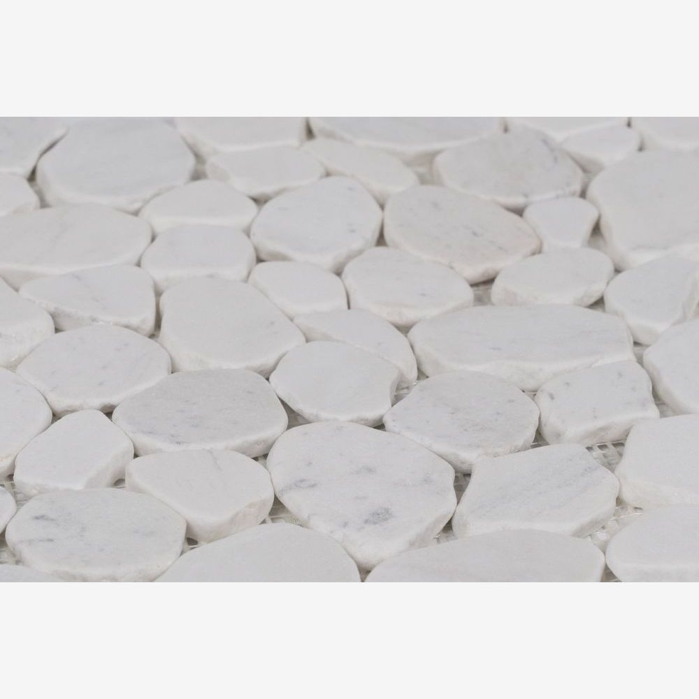 Tucson White Marble Pebble Mosaic Tile