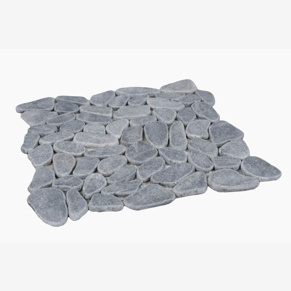 Tucson Stormy Grey Marble Pebble Mosaic Tile