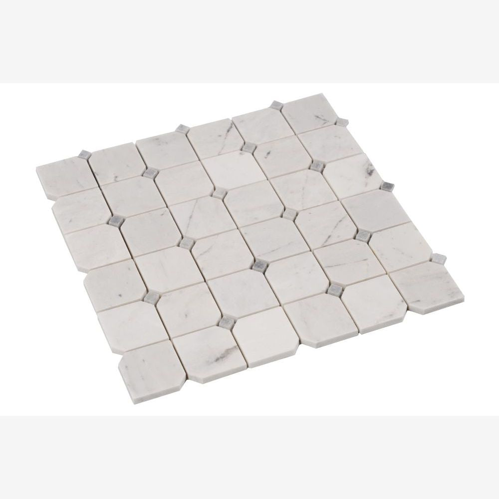 Dynasty Milky White 11.75x11.75 Honed Marble Mosaic Tile