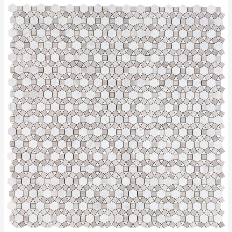 Granada Geometry Volakas & Haisa Light 11.5x12 Polished Marble Tile