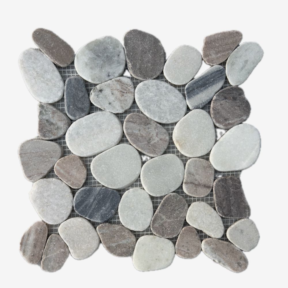 Cairn Mist Mix 11x11 Pebble Stone Mosaic Tile