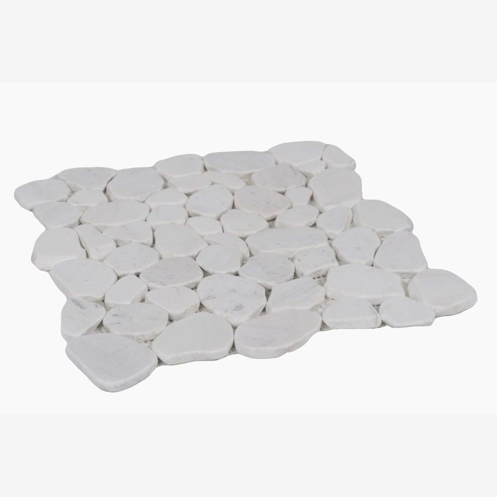 Tucson White Marble Pebble Mosaic Tile
