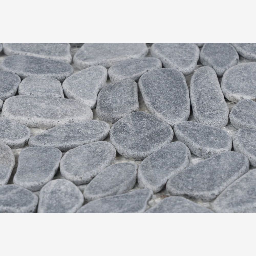 Tucson Stormy Grey Marble Pebble Mosaic Tile