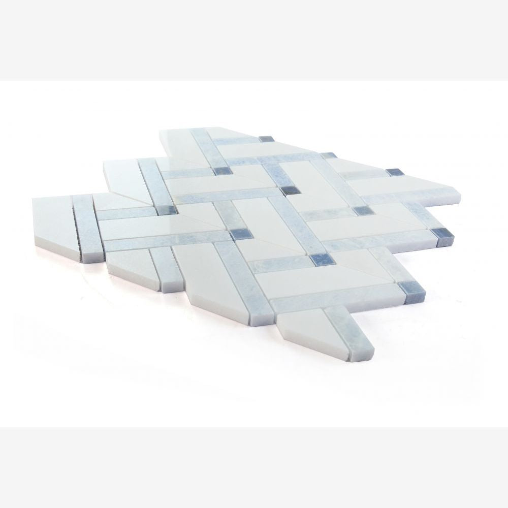 Tesserae Herringbone Royal Sapphire 11.75x12.25 Marble Mosaic Tile
