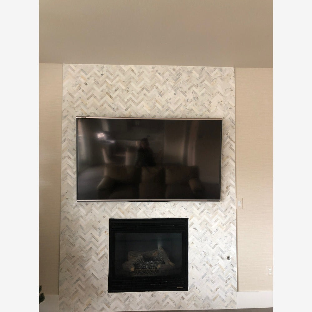 Calacatta Gold Herringbone 1x3 Polished/Honed Marble Mosaic Tile