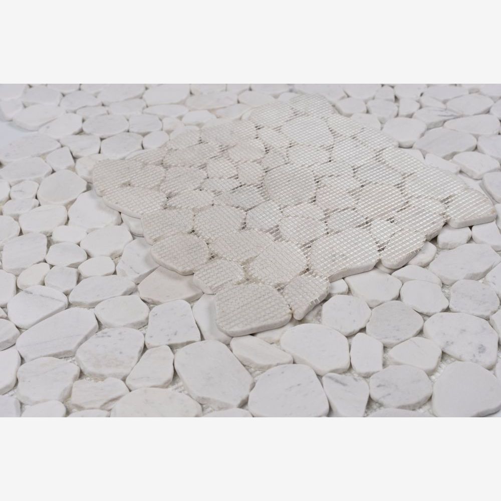 Tucson White Marble Pebble Mosaic Tile