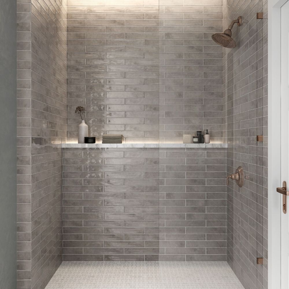 Zellure Ashen Gray 2x16 Glossy Ceramic Tile